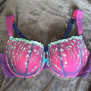 Cacique 44DDD Mesh floral bra